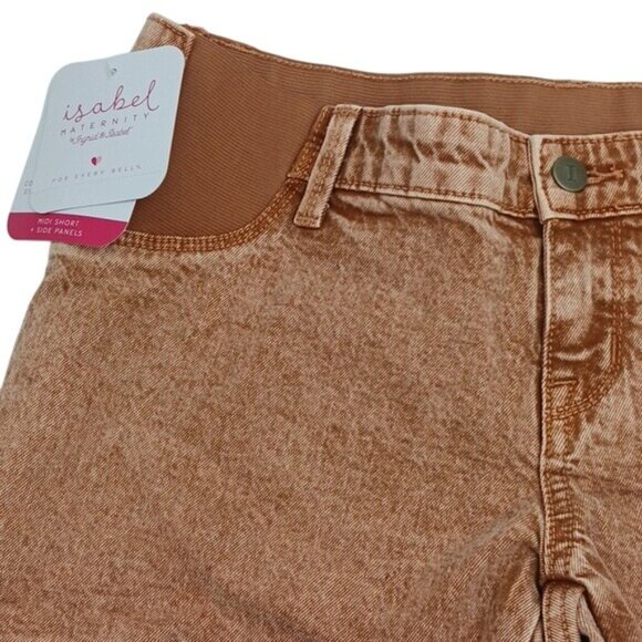 Isabel Maternity Shorts Womens Midi Stretch Side Panels 4 Inch Inseam - Picture 2 of 13